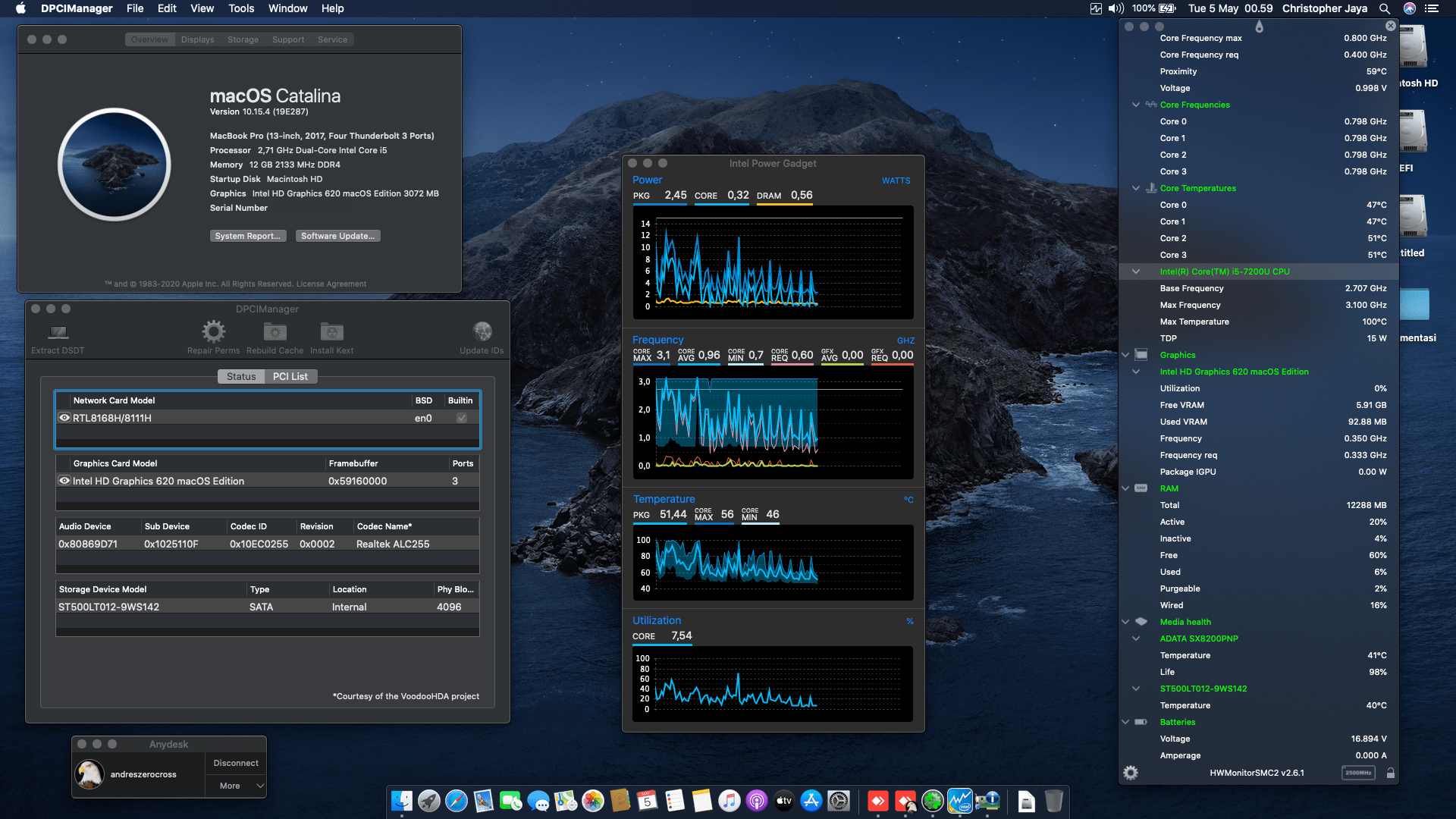 Success Hackintosh macOS Catalina 10.15.4 Build 19E287 in Acer Aspire E5-475G-56N6